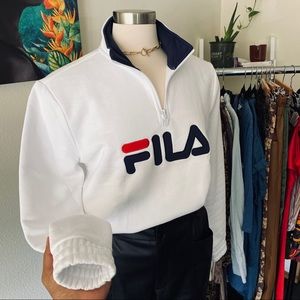 FILA Quarter Zip Oversized Logo Sweatshirt